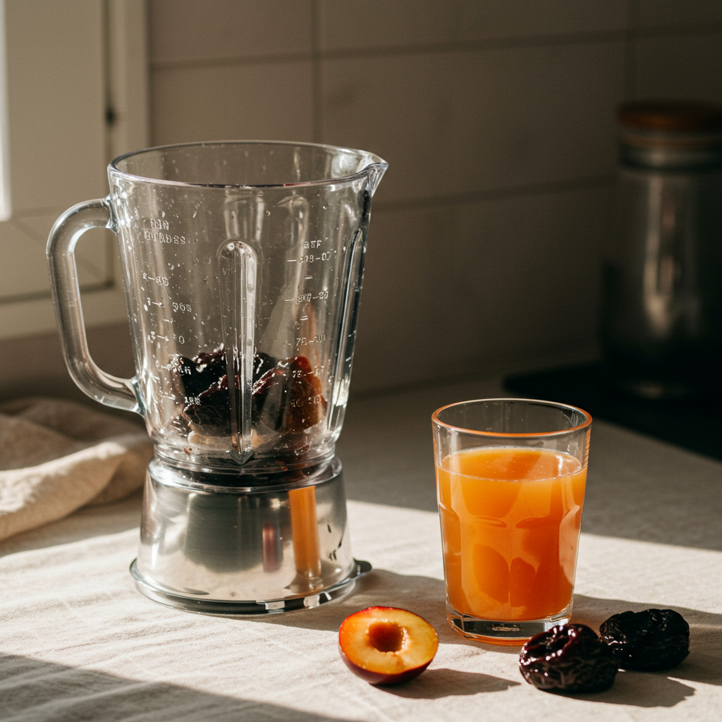 Mixage du jus de pruneaux