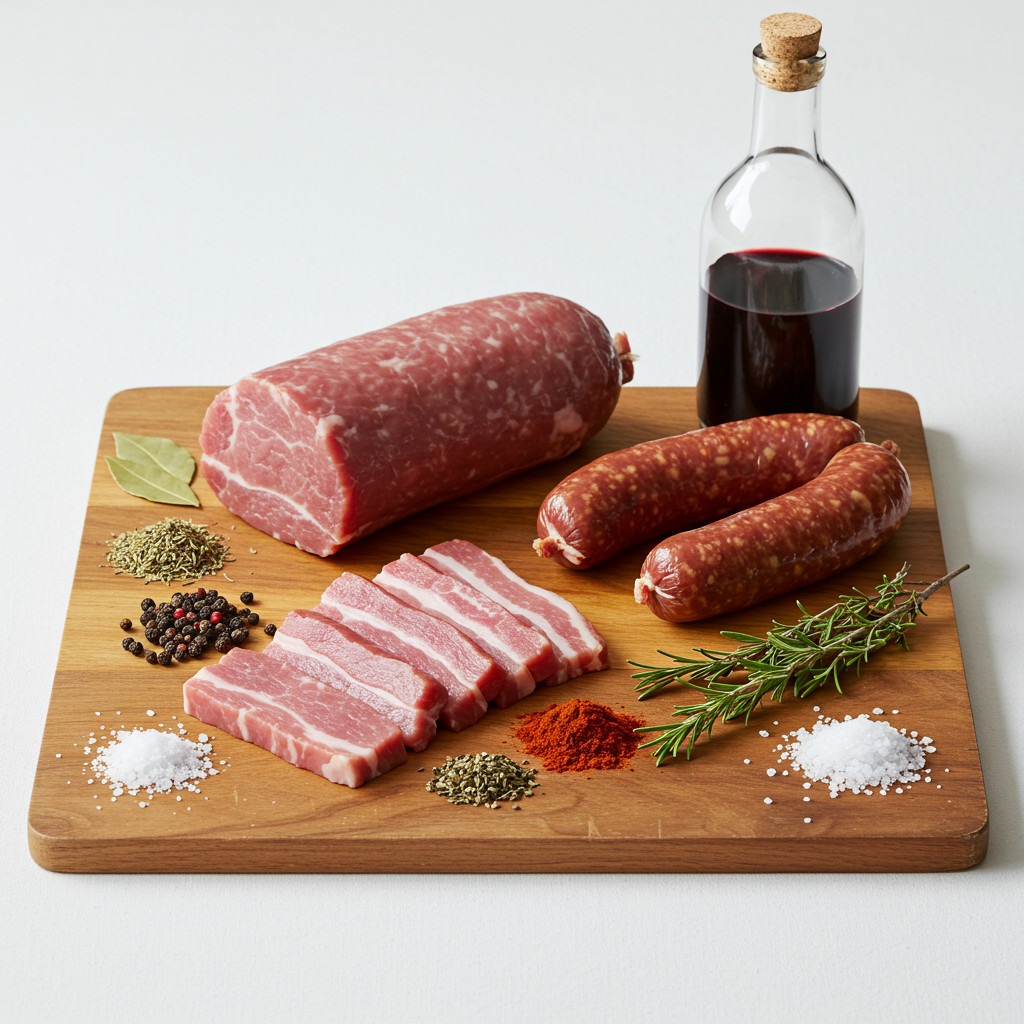 Sélection des ingrédients pour le saucisson