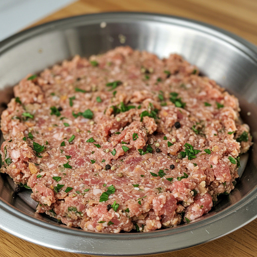 Mélange de la farce pour saucisson