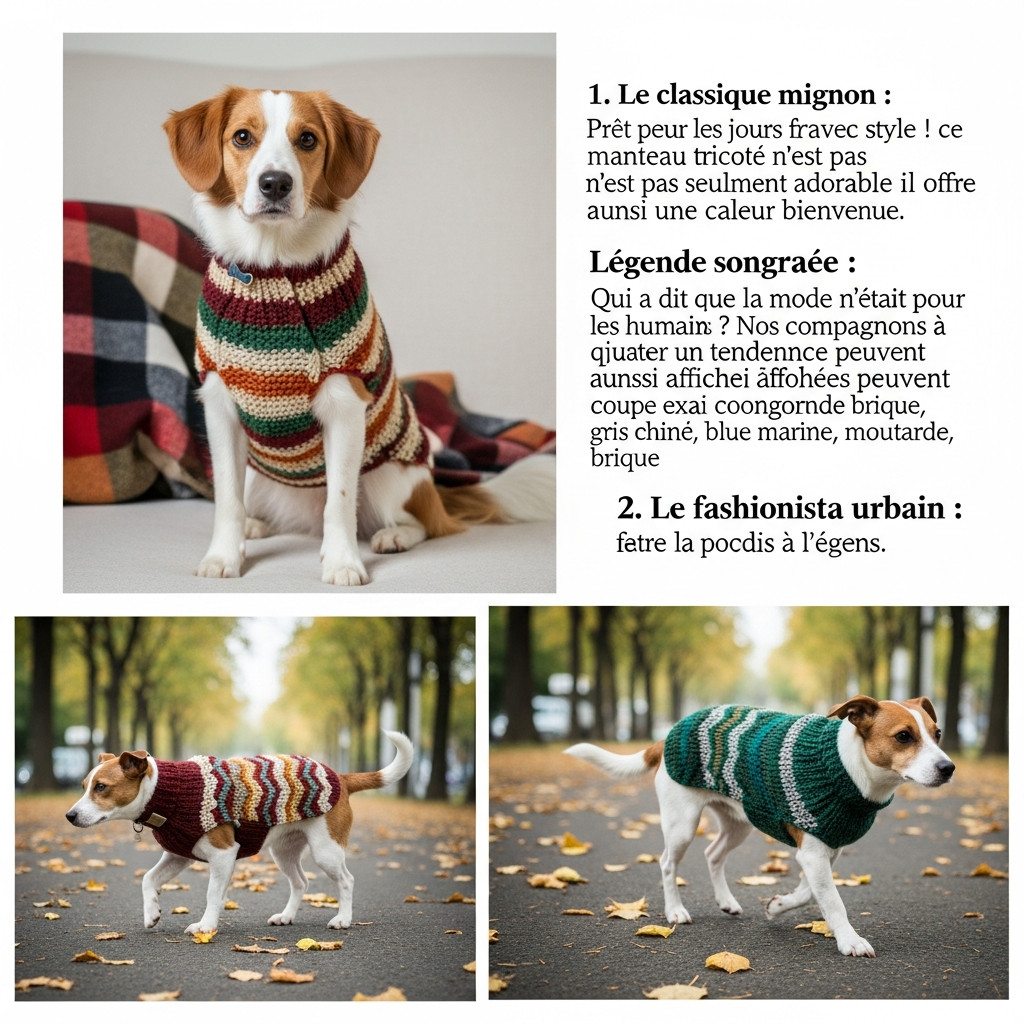 Chien portant un manteau tricoté