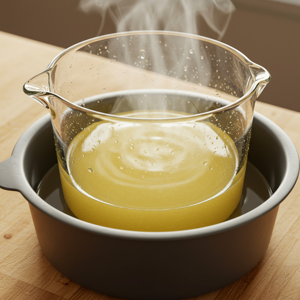 Fonte de la cire au bain-marie