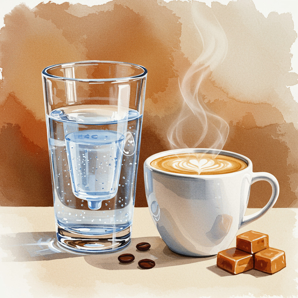 Verre d'eau filtrée pour le café