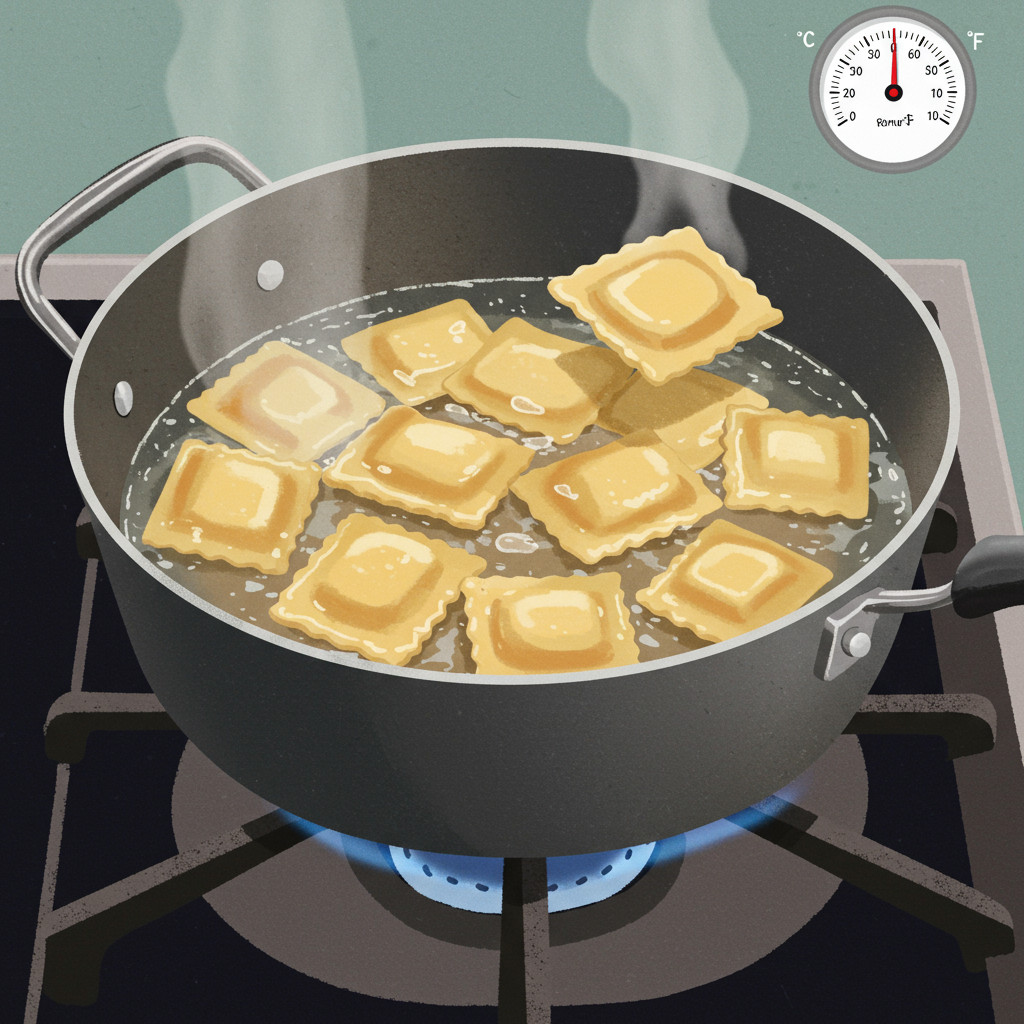 Cuisson des ravioles à l'eau