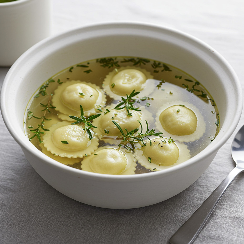 Ravioles dans un bouillon parfumé