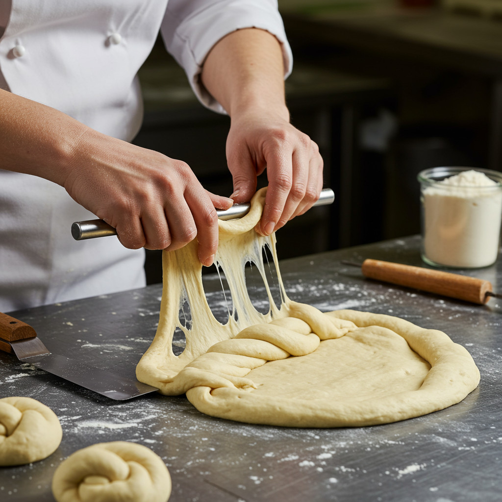Pétrissage de la pâte à bretzel