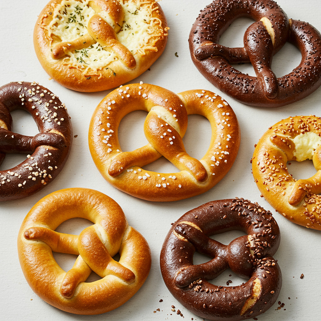 Bretzels variés avec différentes garnitures