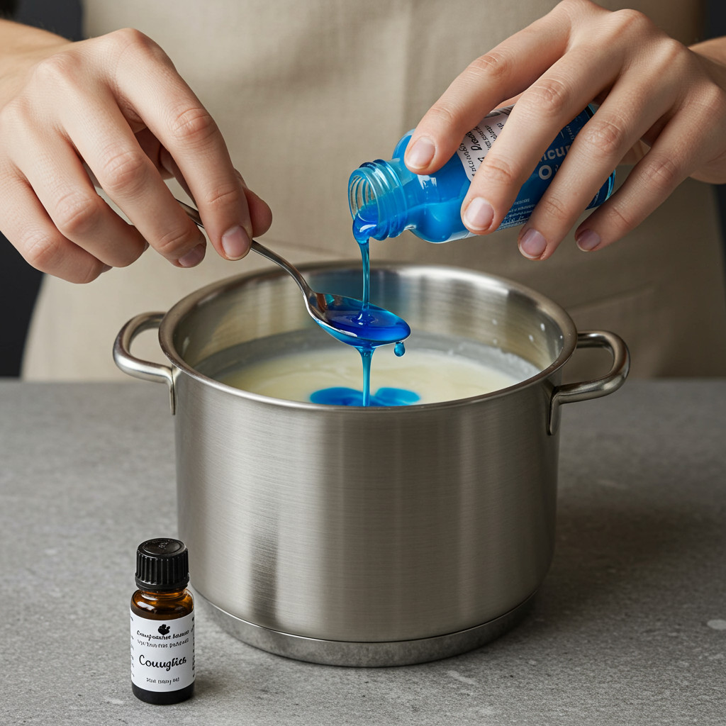 Ajout du parfum et du colorant à la cire fondue