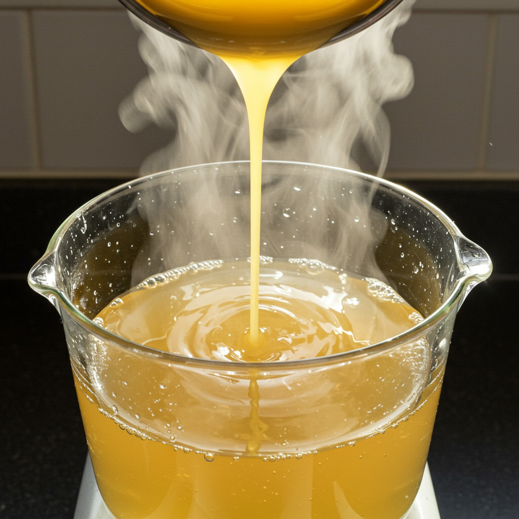 Cire en train de fondre au bain-marie