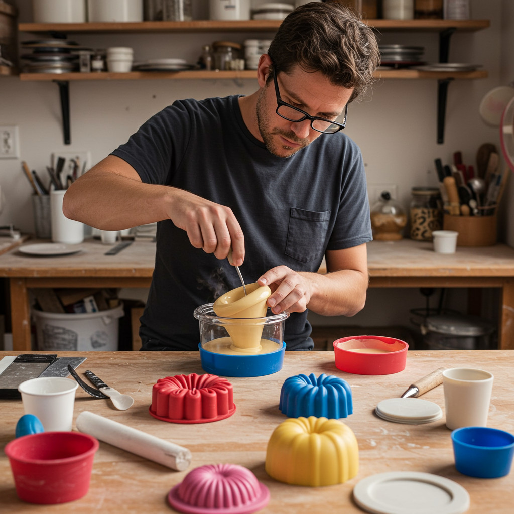 Cire coulée dans des moules en silicone