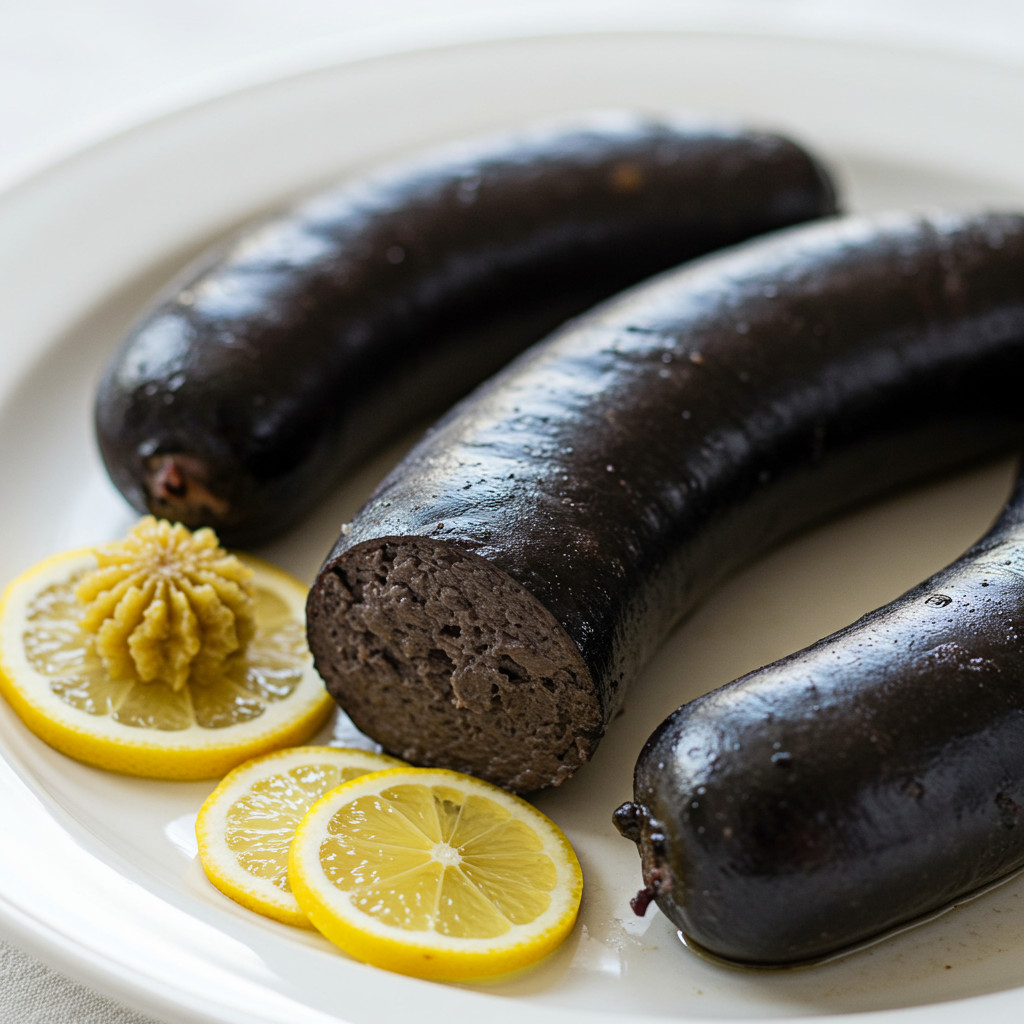 Boudin noir poché dans l'eau chaude