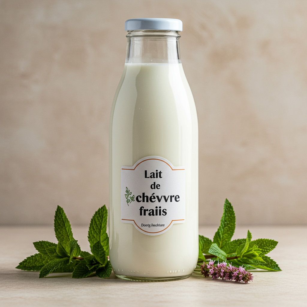 Bouteille de lait de chèvre frais