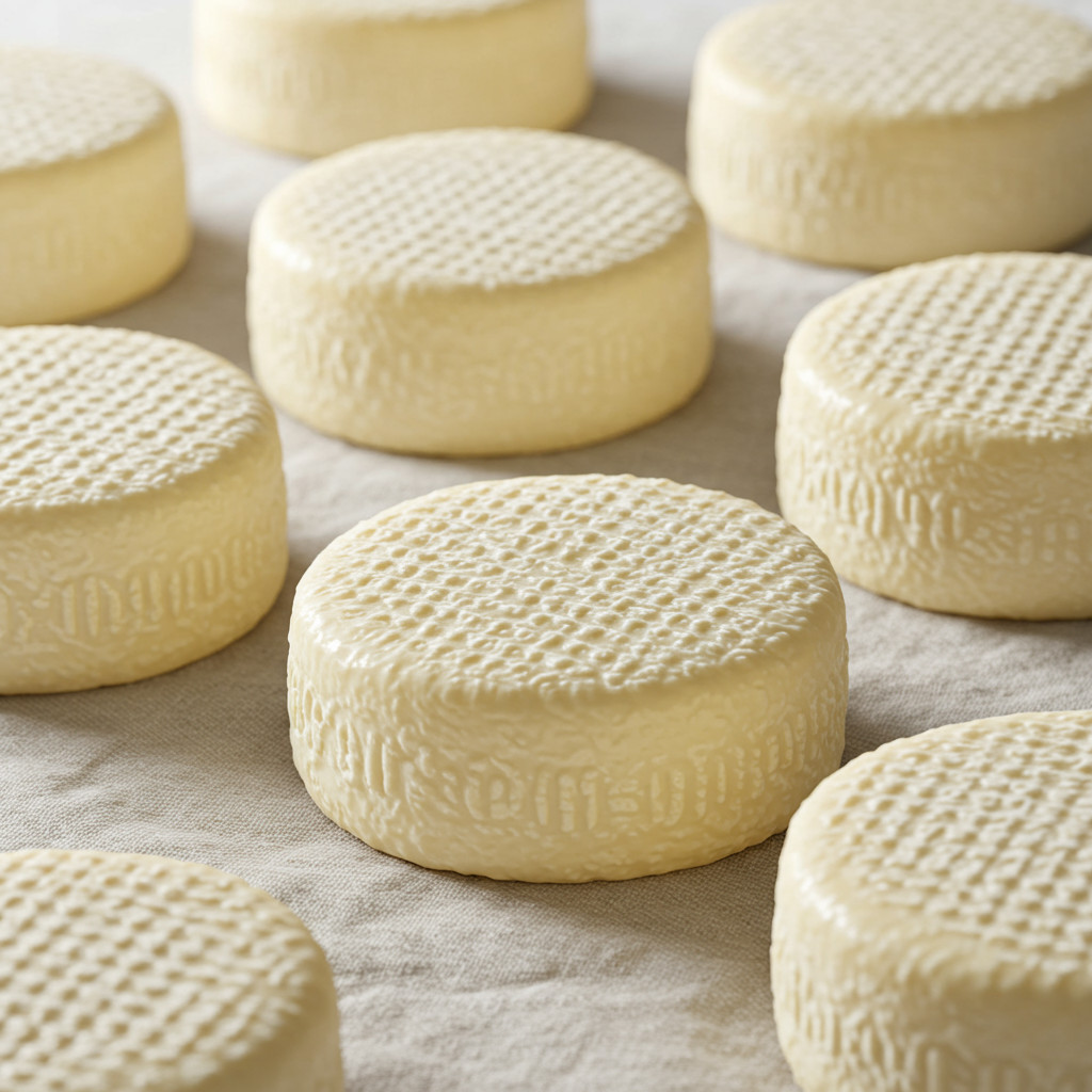 Fromages de chèvre en phase d'égouttage