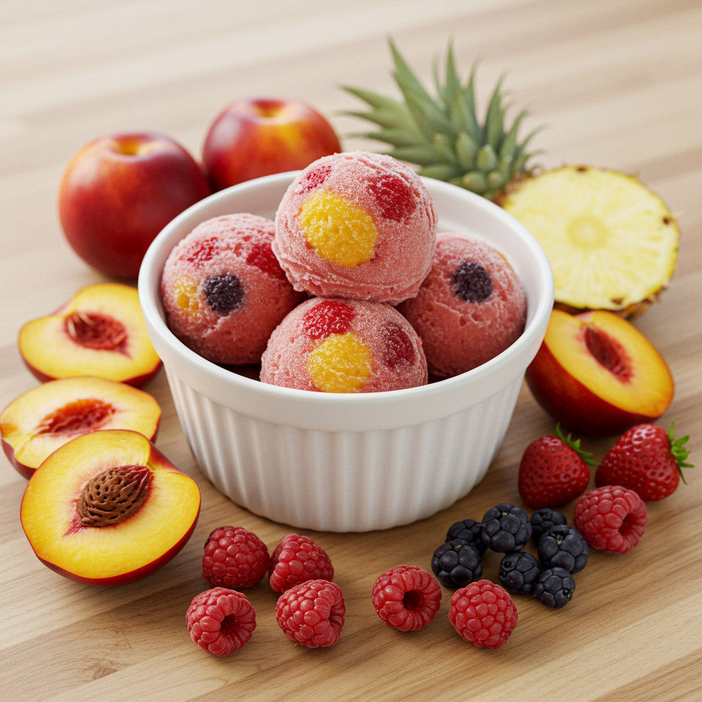 Fruits frais et colorés pour la préparation d'un sorbet onctueux