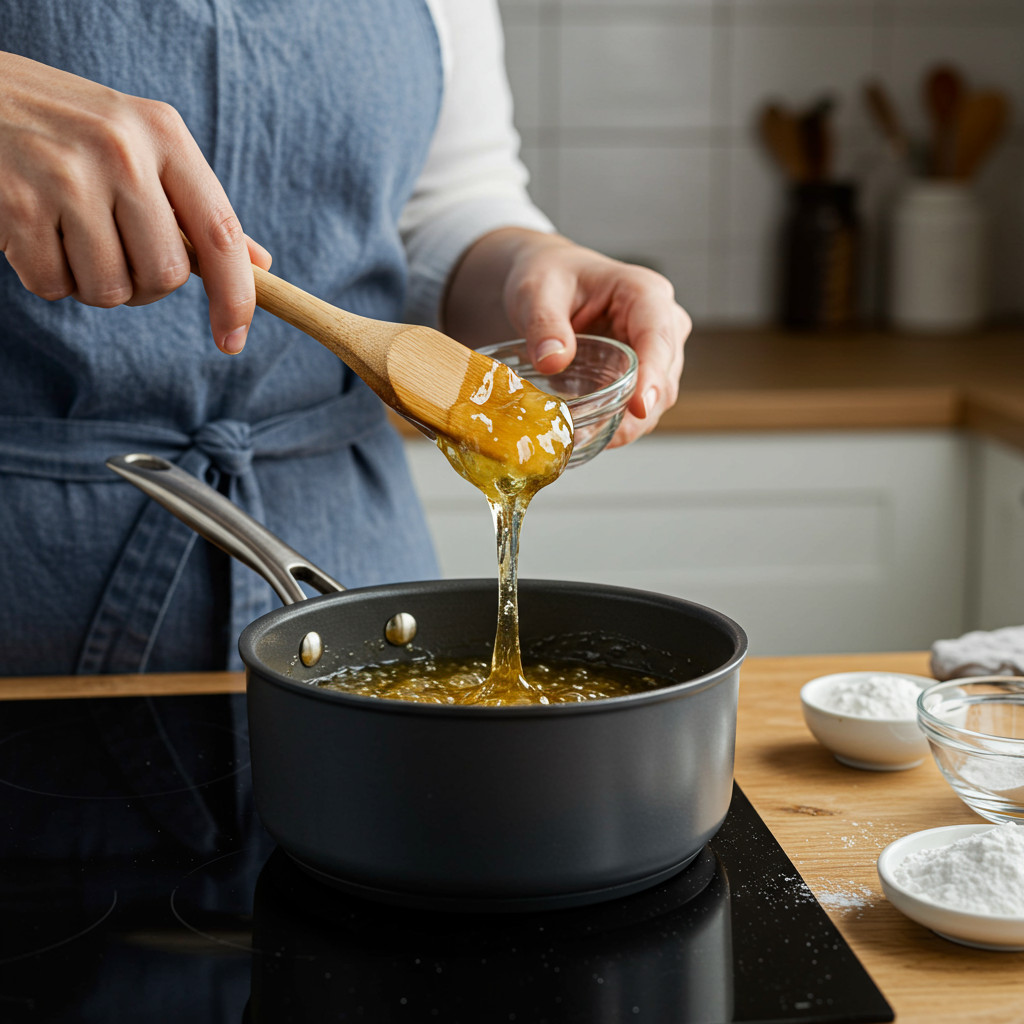 Préparation du sirop de sucre pour le sorbet