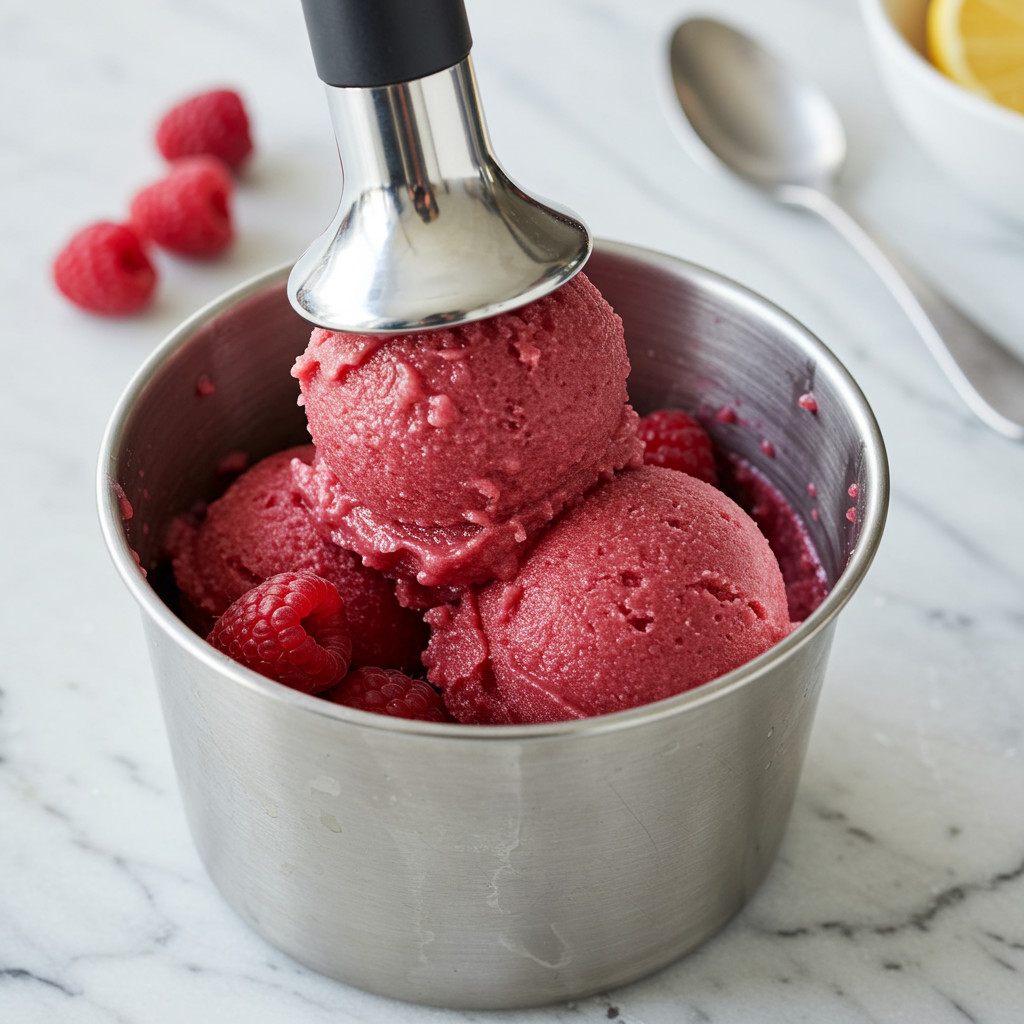 Sorbet en cours de préparation dans une sorbetière
