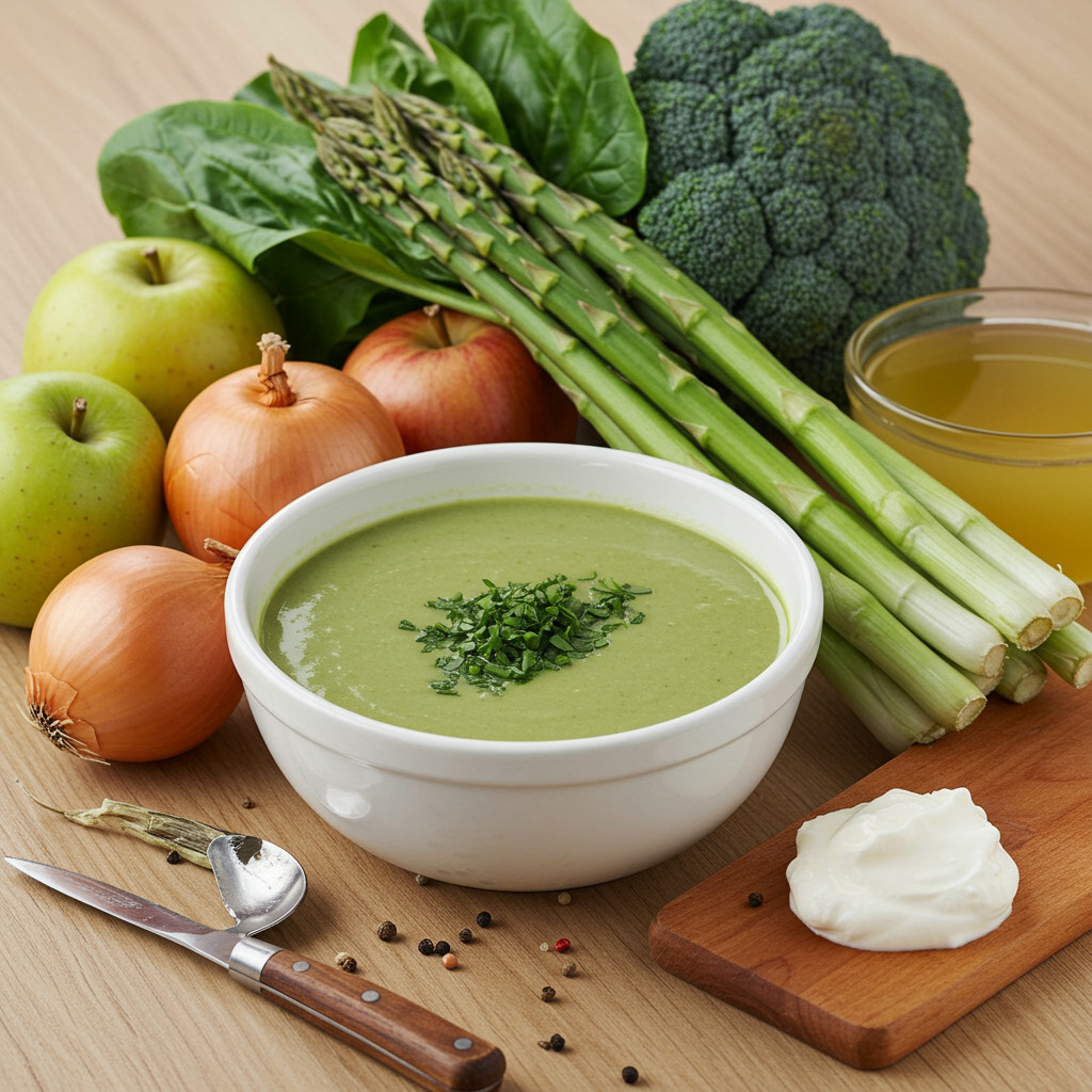 Ingrédients frais pour velouté d'asperges