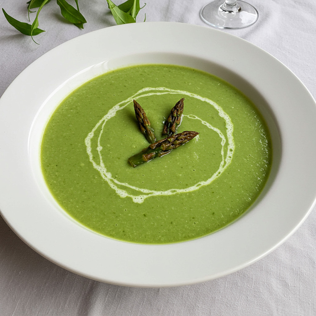 Mixage du velouté d'asperges