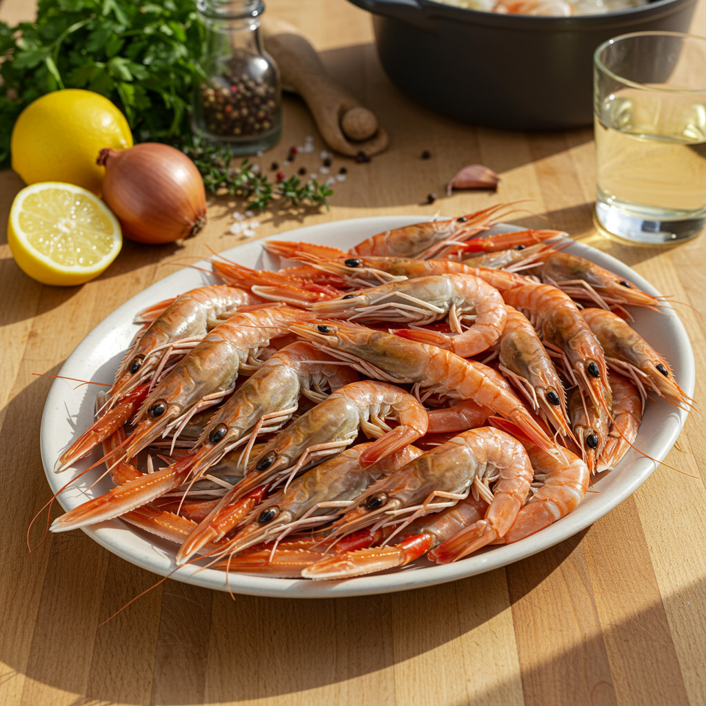 Crevettes fraîches prêtes à être cuisinées