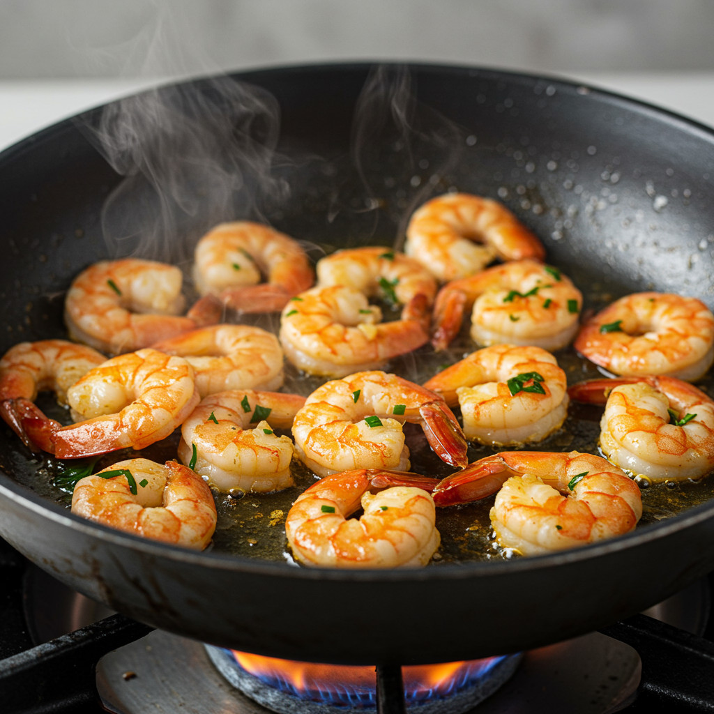 Crevettes sautées à la poêle