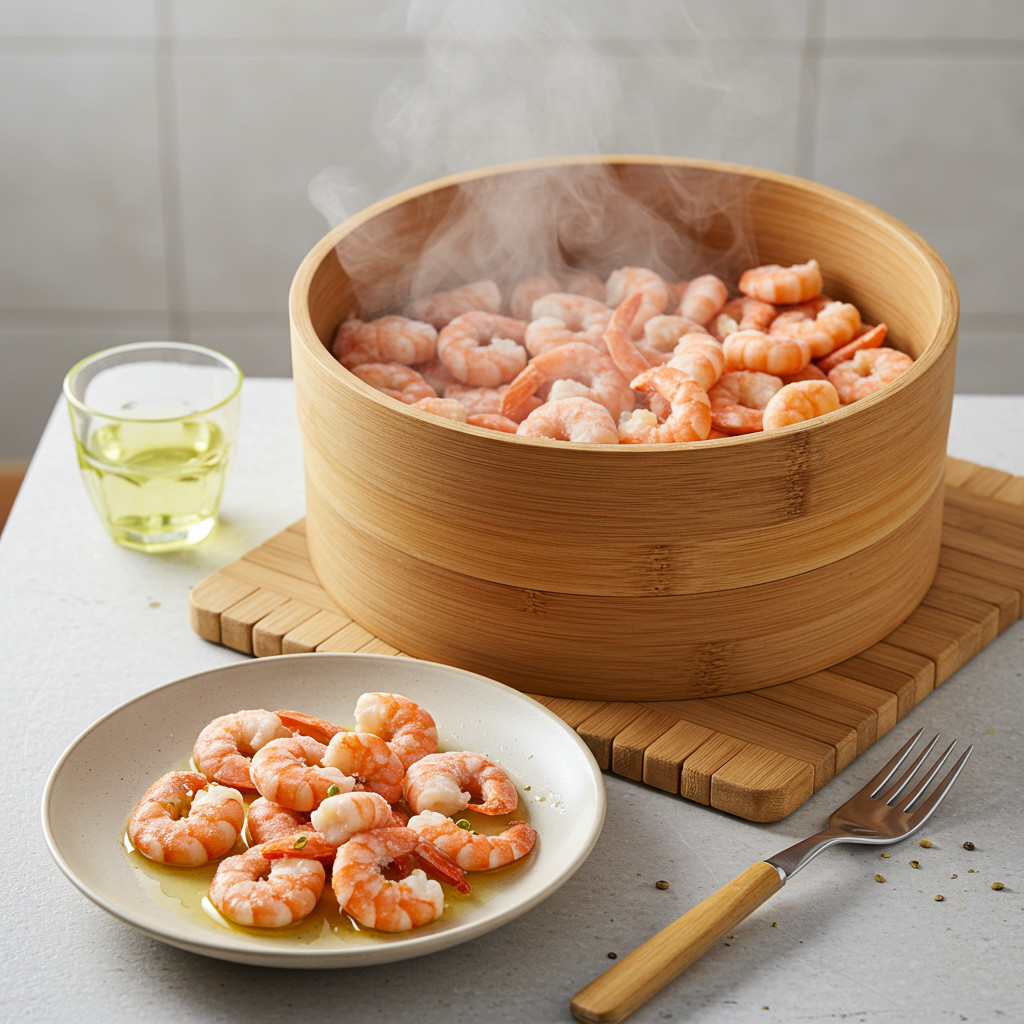 Cuisson de crevettes congelées