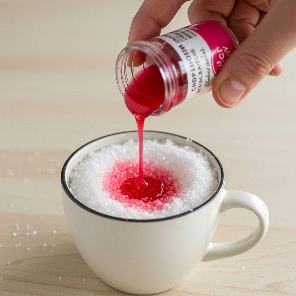 Ajout de colorant au sucre