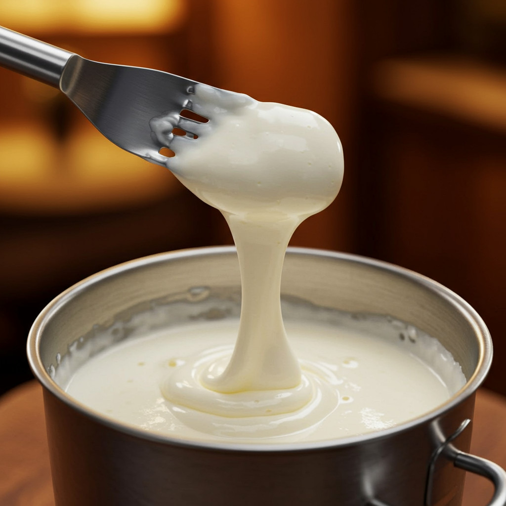 Crème fraîche liquide en train d'être légèrement fouettée pour l'Irish Coffee.