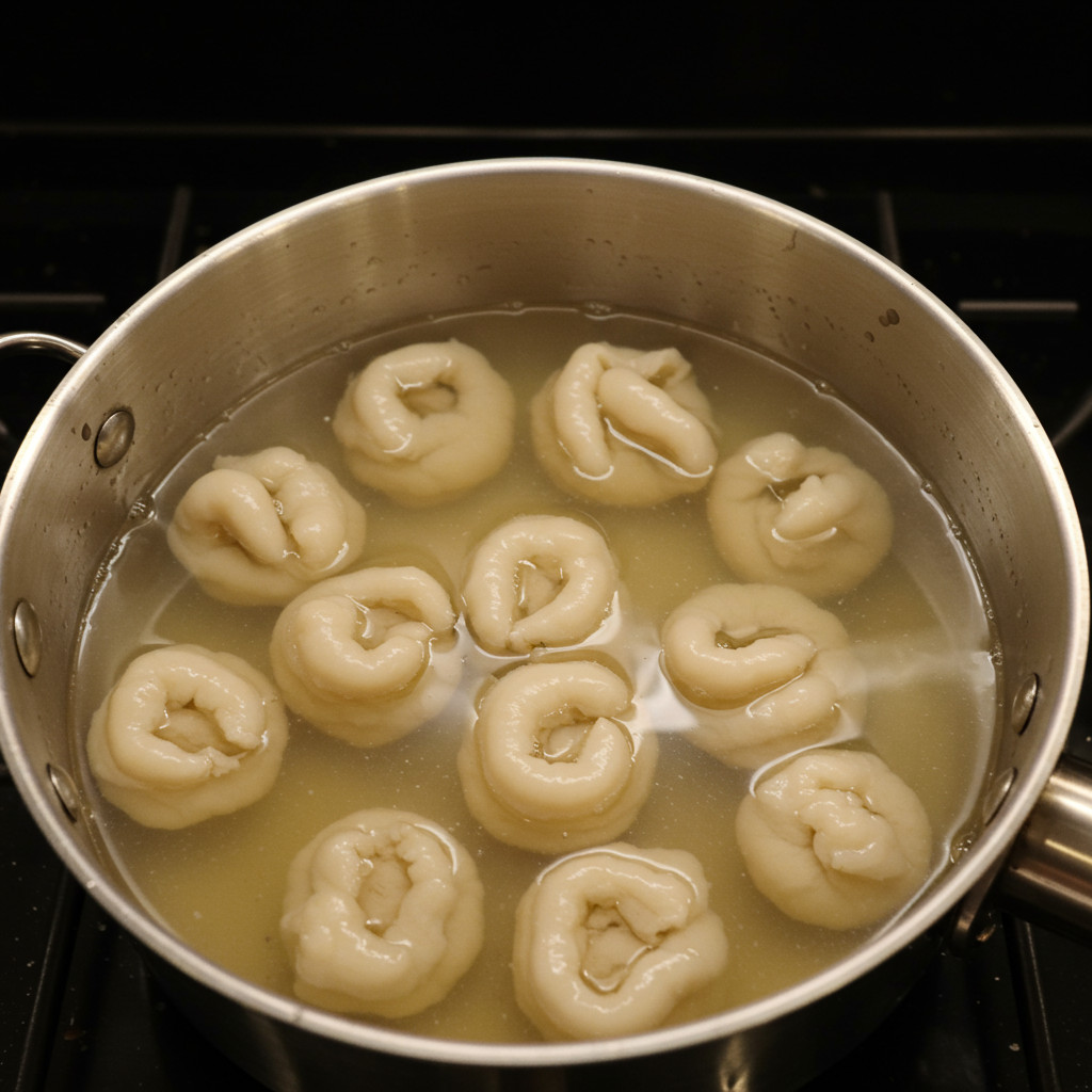Gésiers mijotant doucement dans un bouillon