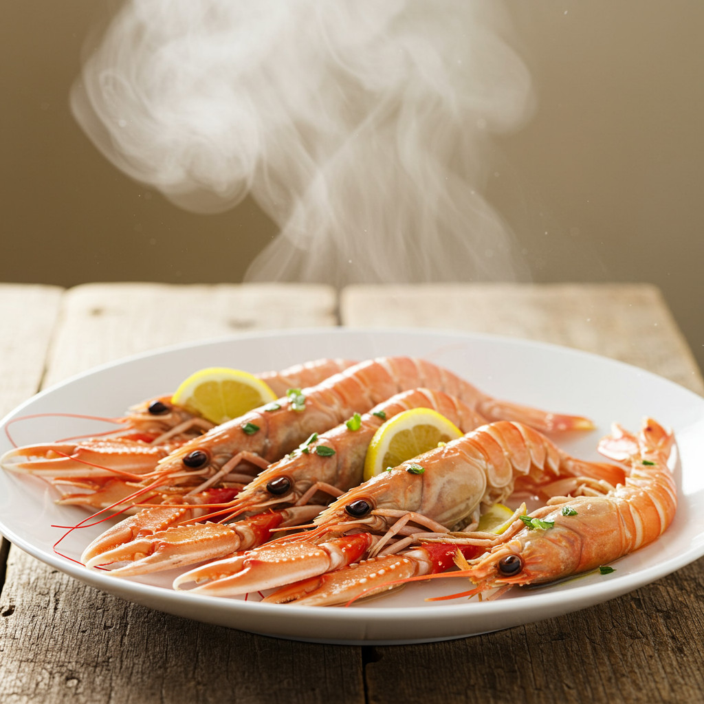 Langoustines cuites à la vapeur