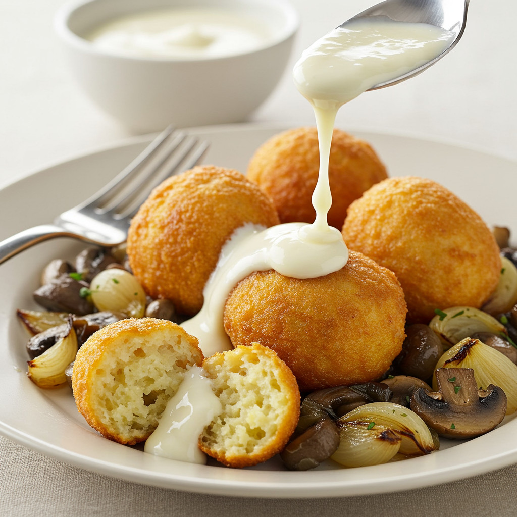 Quenelles cuites au four avec sauce
