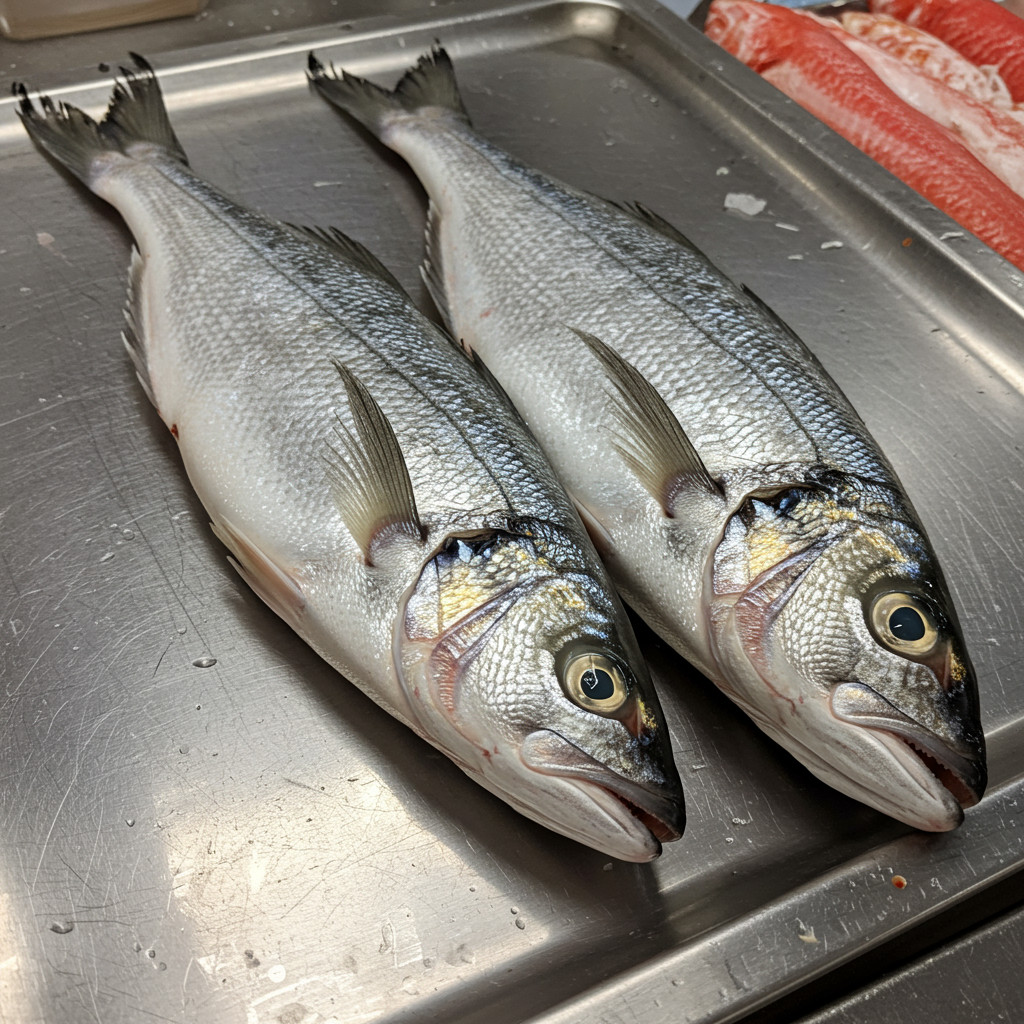 Image d'une seiche fraîche sur un étal de poissonnerie