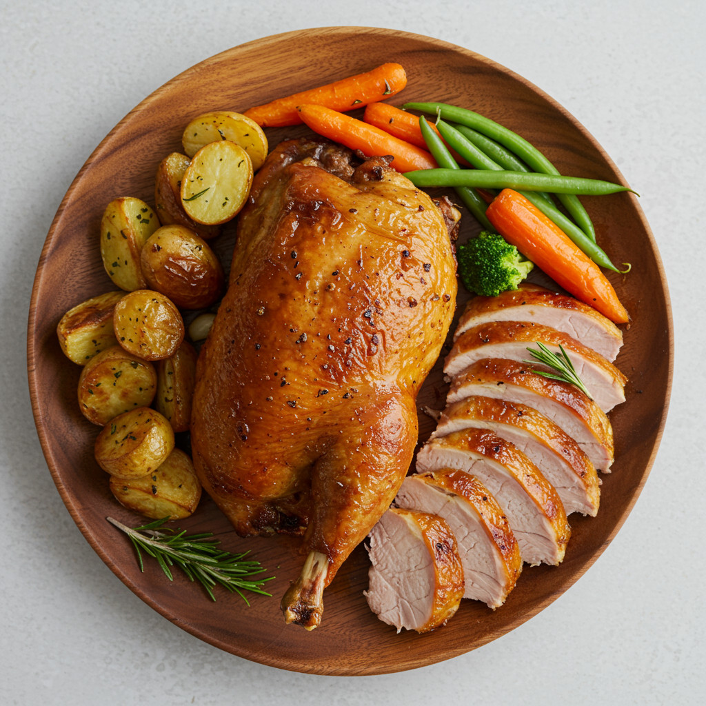Poularde assaisonnée et beurrée