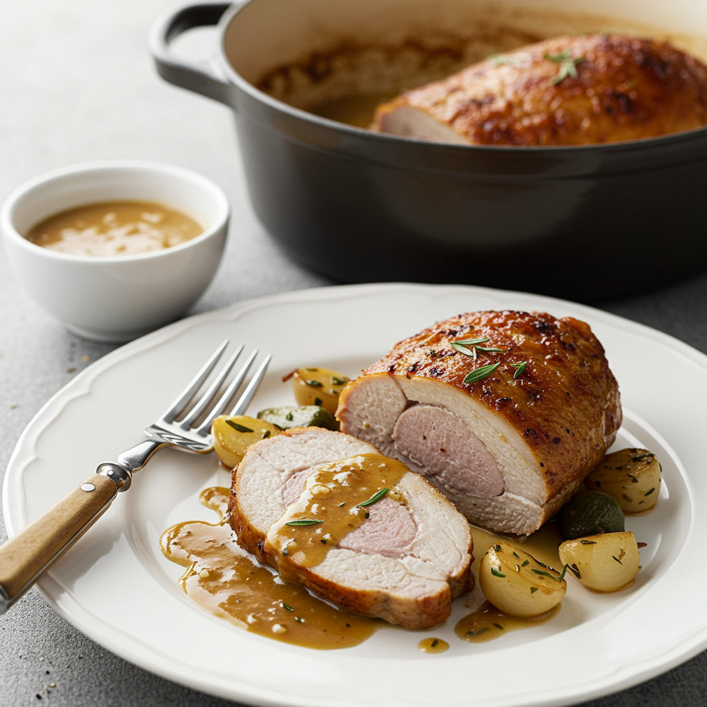 Poularde farcie en cocotte
