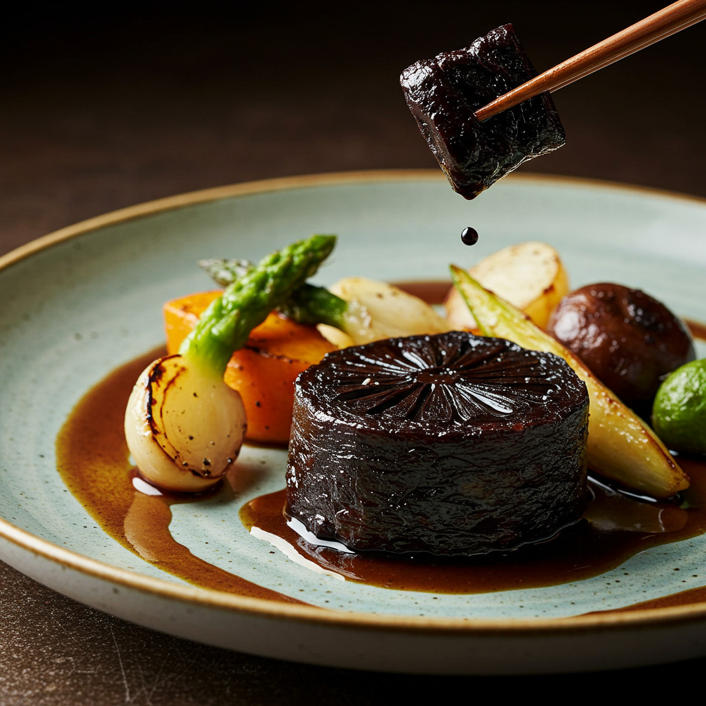 Plat avec de l'ail noir