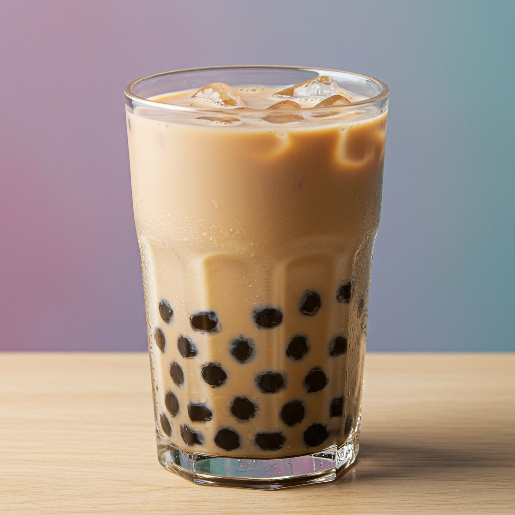 Illustration d'un verre de bubble tea avec des perles