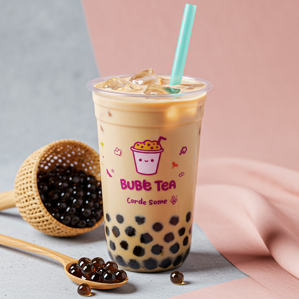 Illustration d'un bubble tea fini et décoré