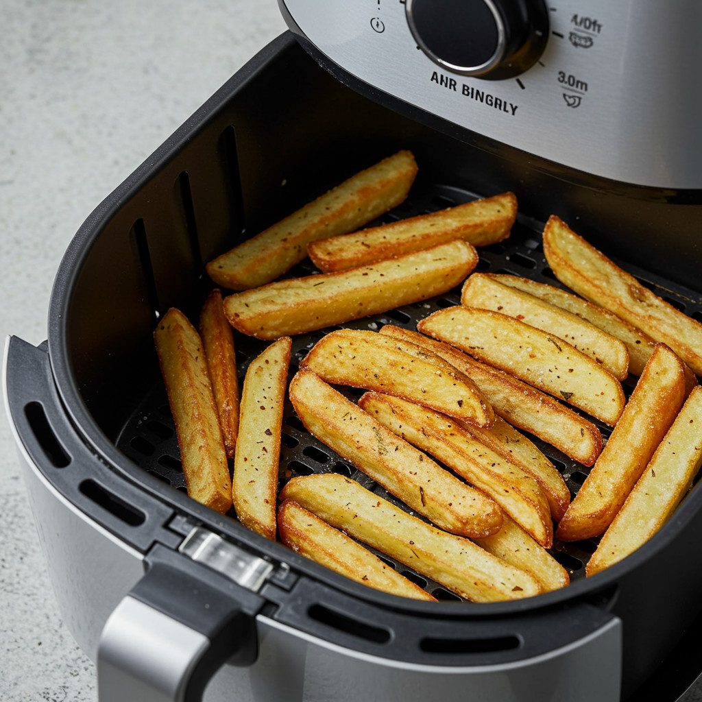 Frites surgelées dans le panier du Air Fryer