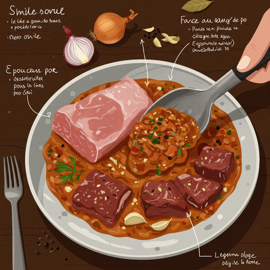 Mélange de la farce au sang de porc