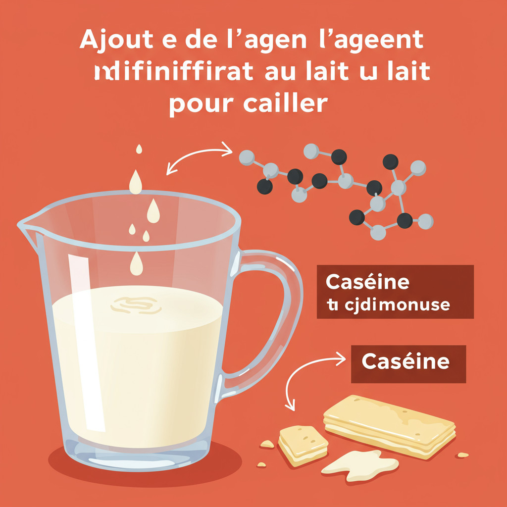Ajout de l'agent acidifiant au lait pour cailler